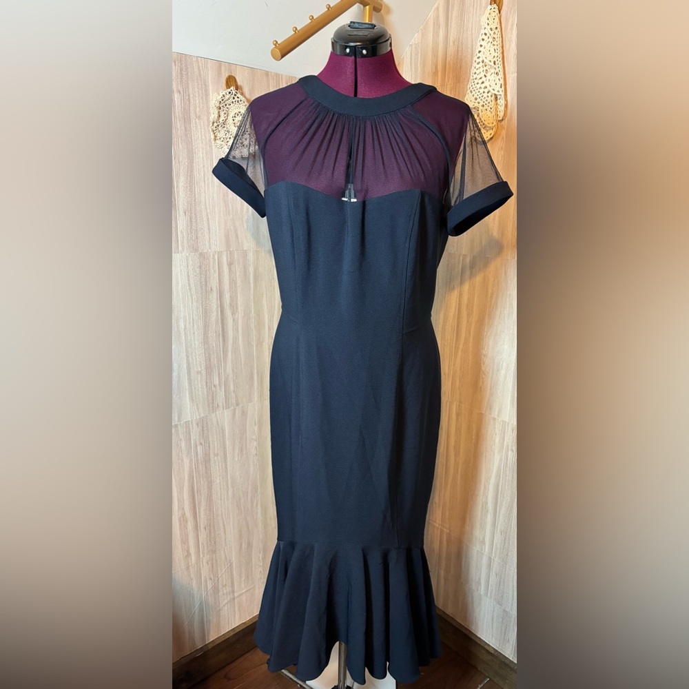 Maggy London Black and Plum Midi Dress